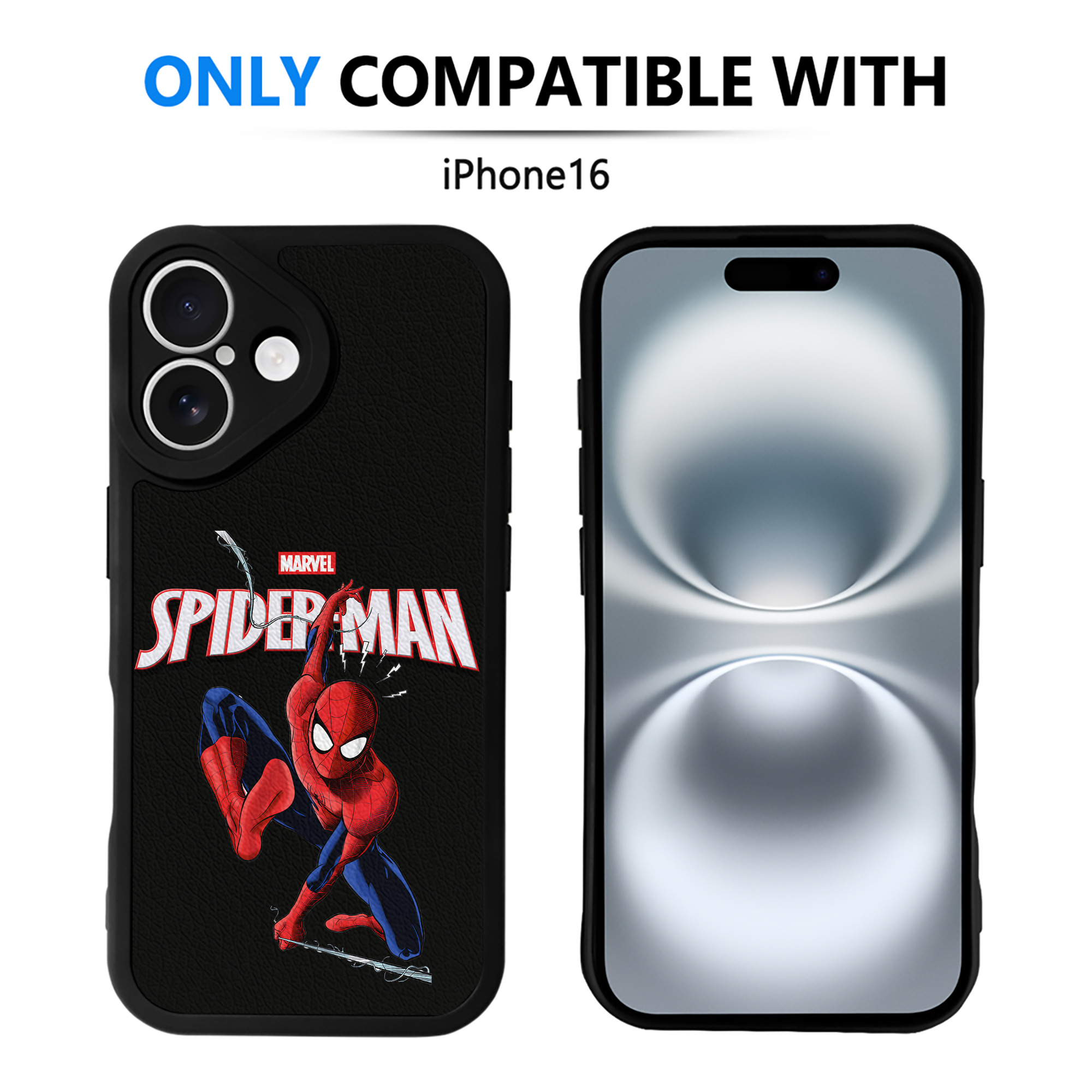 Spider Man スパイダーマン 【iPhone 16シリーズ対応】シリコンスマホケース（レザー調） 材質：シリコン